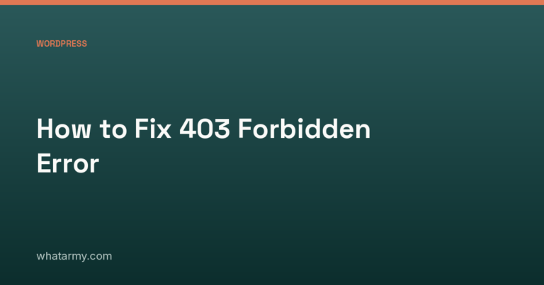 How to Fix 403 Forbidden Error